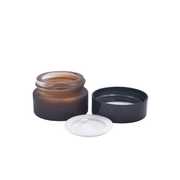frosted amber cosmetic jar 15g 30g 50g with black lid cap