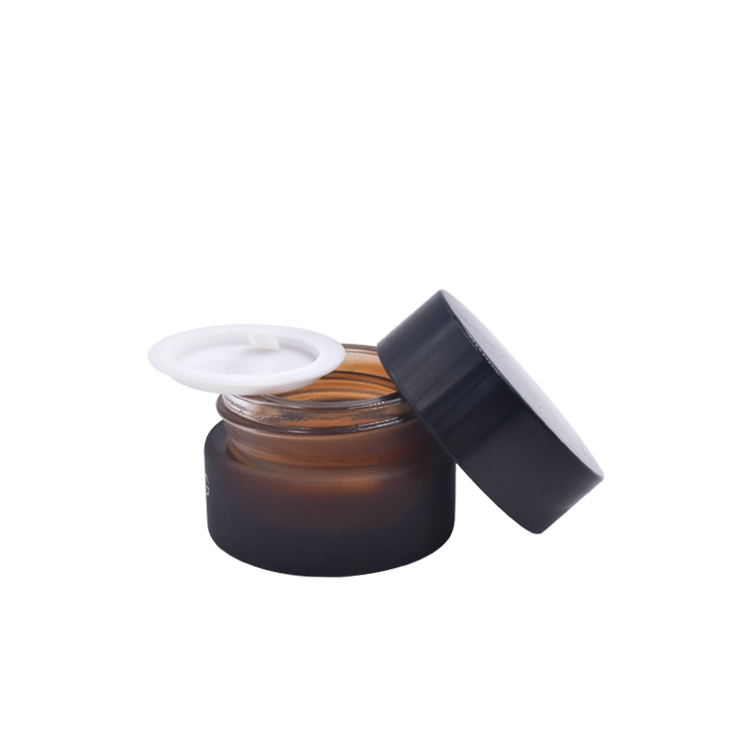 frosted amber cosmetic jar 15g 30g 50g with black lid cap
