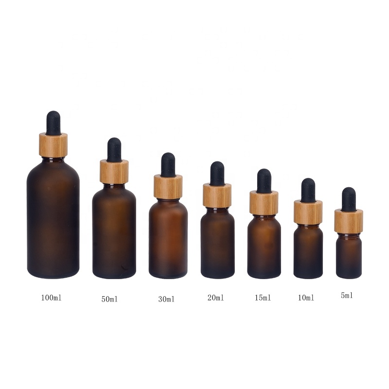 frosted amber glass dropper bottle 30ml bamboo dropper essential oil bottle 1 oz frosted brown glass bottles
