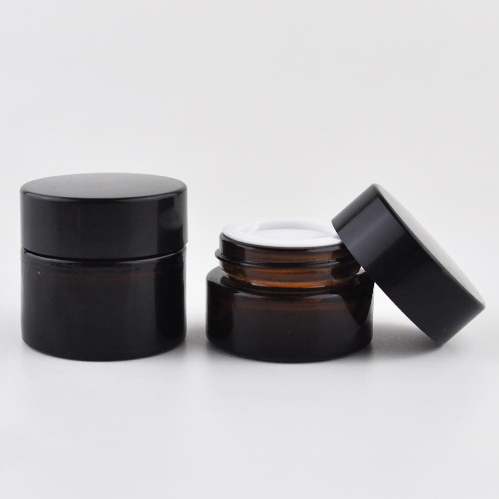 frosted amber matte black glass containers 5g 10g 15g 20g 30g 50g 60g 100g cosmetic jar for body cream
