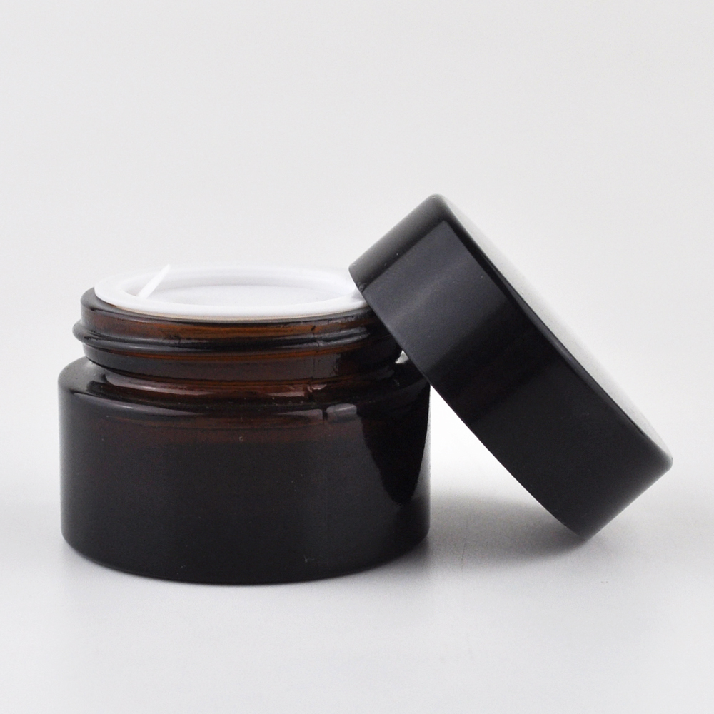 frosted amber matte black glass containers 5g 10g 15g 20g 30g 50g 60g 100g cosmetic jar for body cream