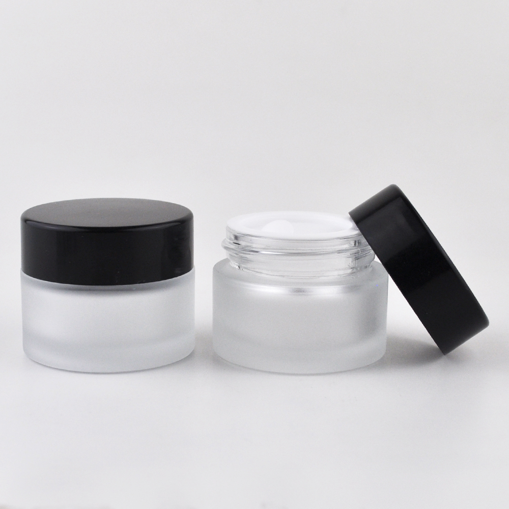 frosted amber matte black glass containers 5g 10g 15g 20g 30g 50g 60g 100g cosmetic jar for body cream