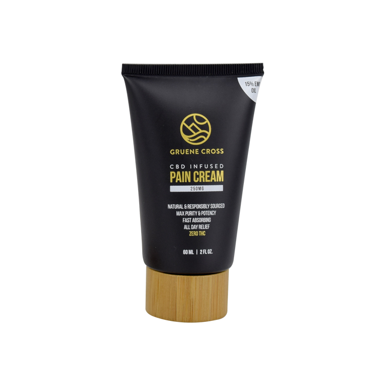 frosted black cosmetic packaging hand cream bamboo cap plastic tube bamboo bottle