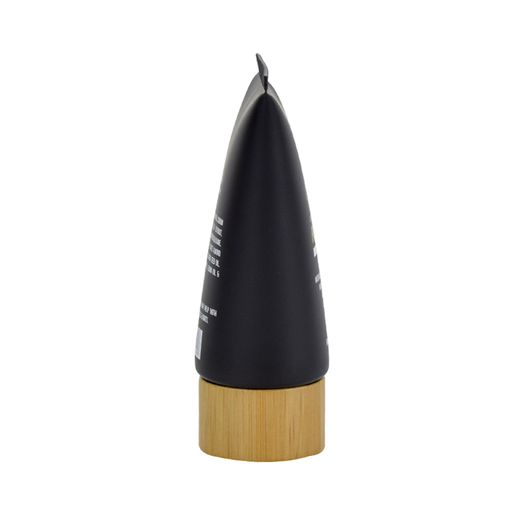 frosted black cosmetic packaging hand cream bamboo cap plastic tube bamboo bottle