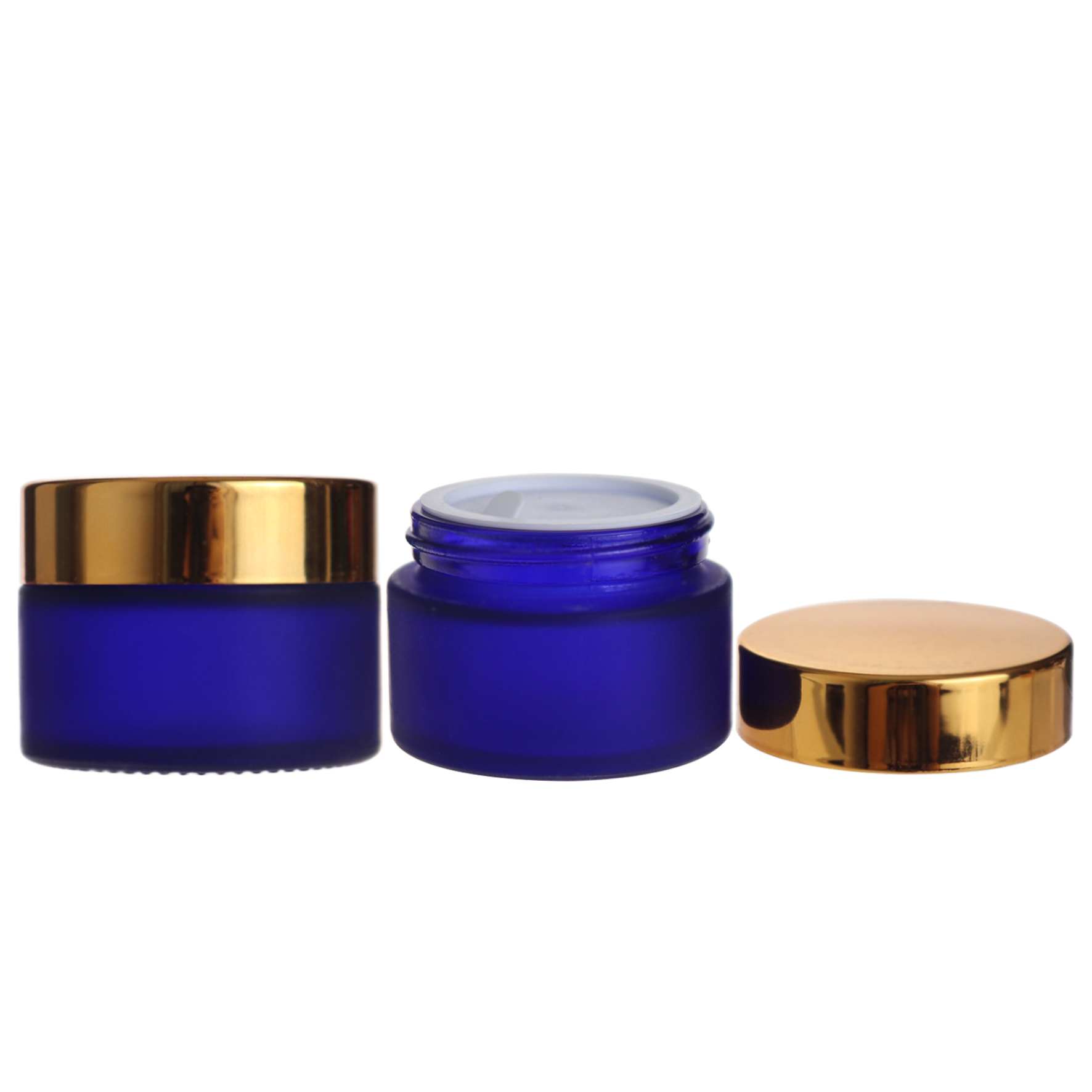 frosted blue glas cream containers cosmetic jar for creams and lotions 30g 1oz