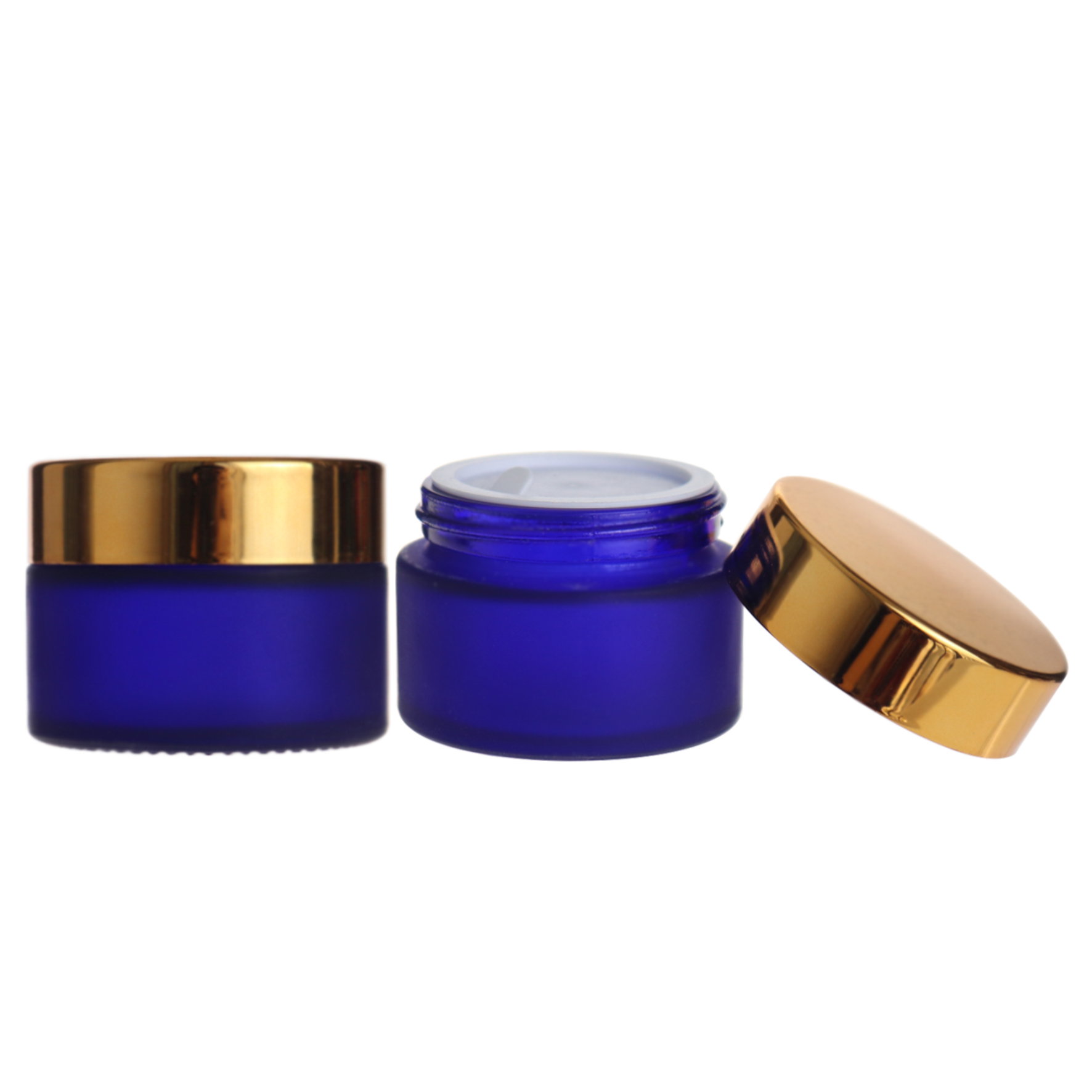 frosted blue glas cream containers cosmetic jar for creams and lotions 30g 1oz