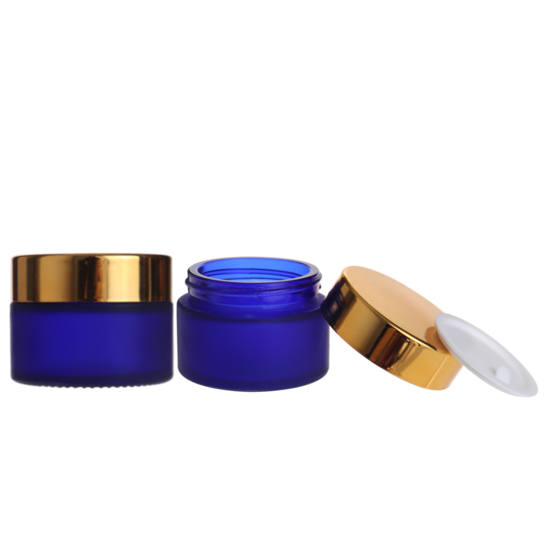 frosted blue glas cream containers cosmetic jar for creams and lotions 30g 1oz