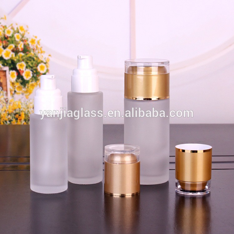 frosted bottle cosmetic for lotion/serum 100ml/60ml with pump lids