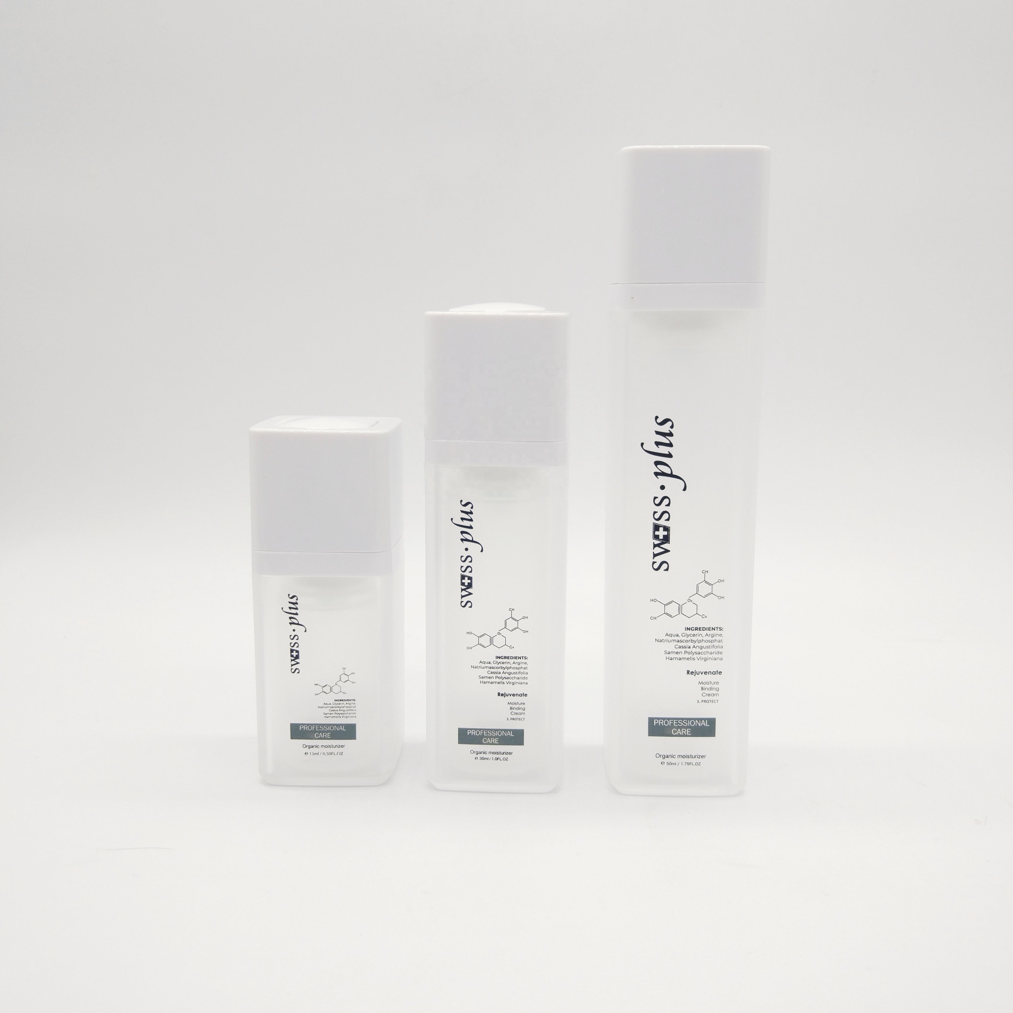 frosted clear plastic container square rotatable luxury airless bottle 15ml 30ml 50ml