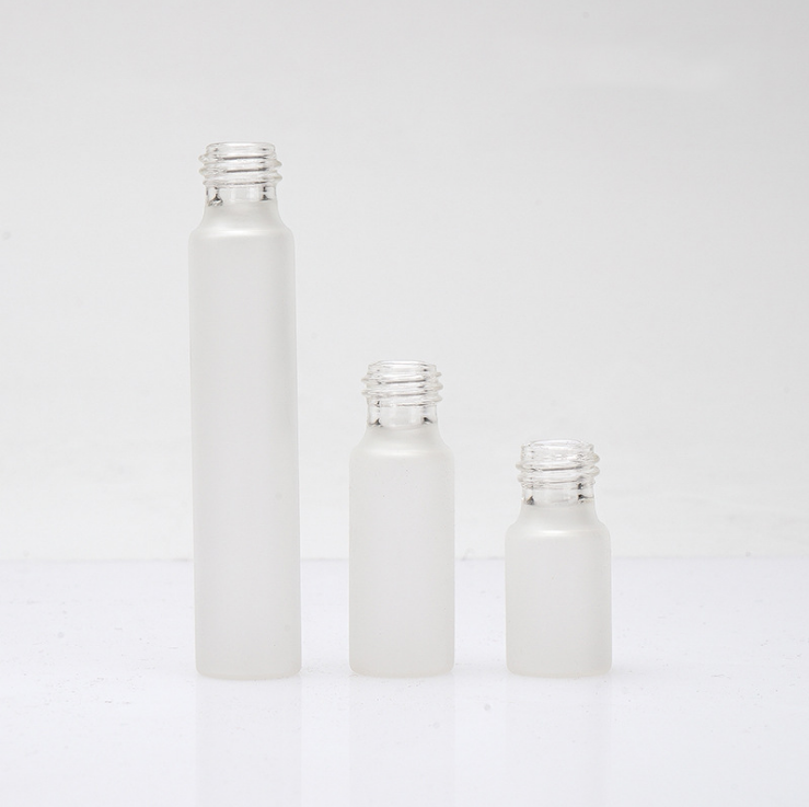 frosted clear roll on glass 3ml 5ml 10ml roller bottle with white gold silver aluminum cap