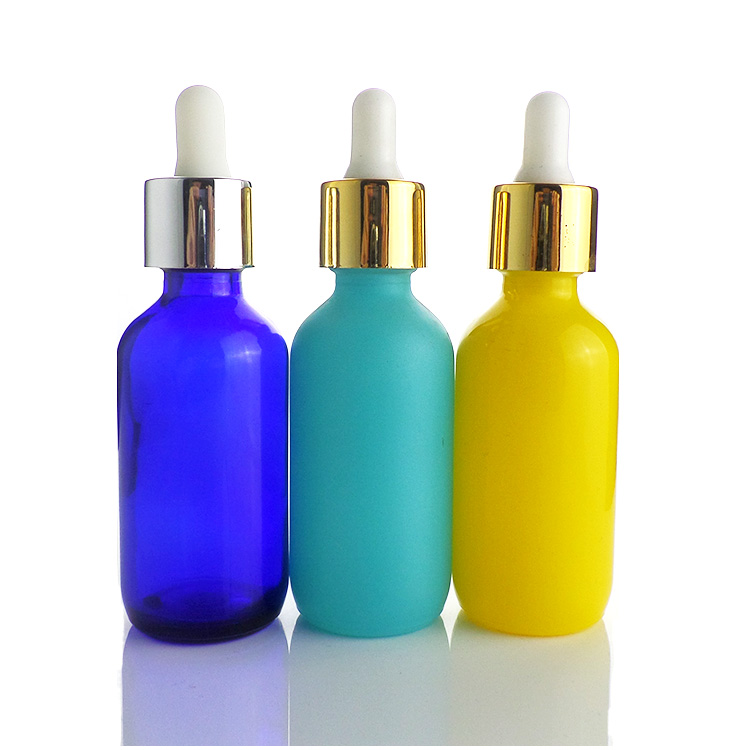 frosted clear yellow black glass boston round bottles 30ml with glass dropper
