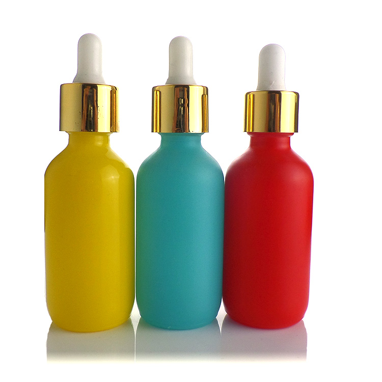 frosted clear yellow black glass boston round bottles 30ml with glass dropper