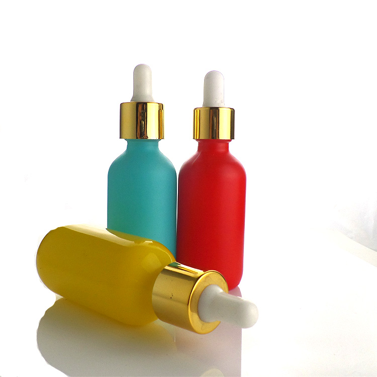 frosted clear yellow black glass boston round bottles 30ml with glass dropper