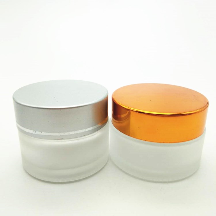 frosted cosmetic cream glass jar with aluminium lid