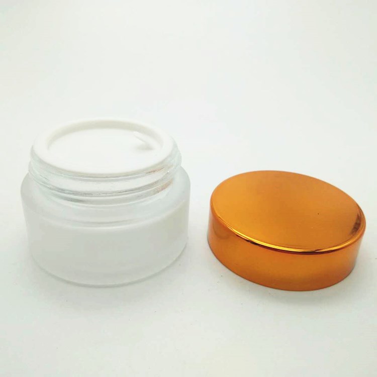 frosted cosmetic cream glass jar with aluminium lid