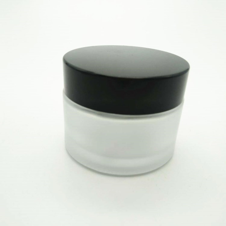 frosted cosmetic cream glass jar with aluminium lid