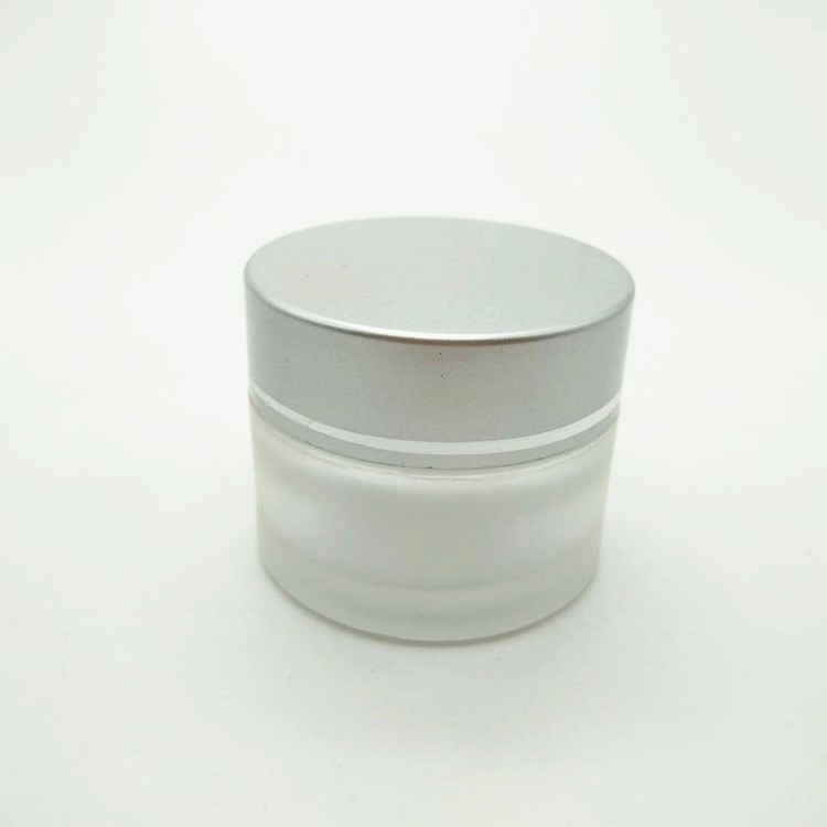 frosted cosmetic cream glass jar with aluminium lid