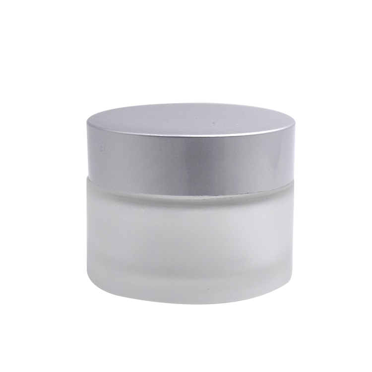 frosted glass cosmetic jar 50g lotion cream jar 20ml 30ml 50ml 100ml opaque jar with matte silver lid