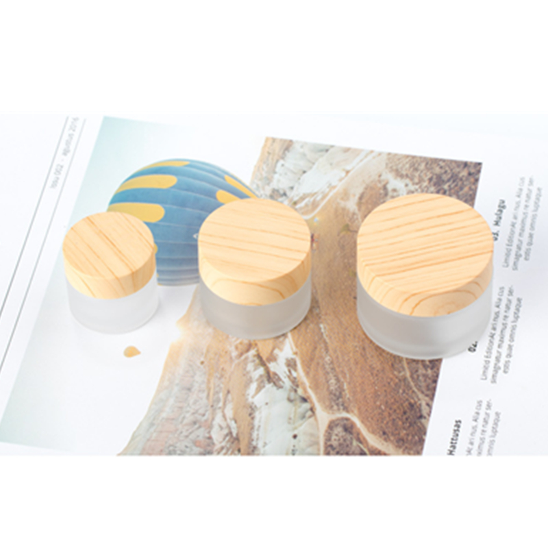 frosted glass cosmetic jar wooden lid amber bamboo cosmetics jar bamboo cosmetic jar glass