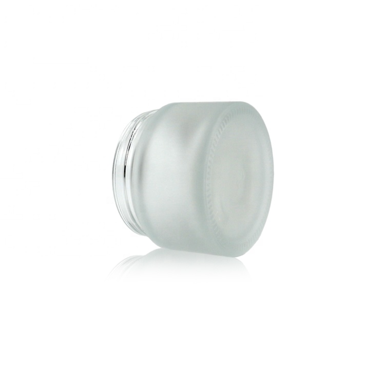 frosted glass cream jar with Bright golden screw cap glass bottles for skin care packaging cosmetics containers and packaging