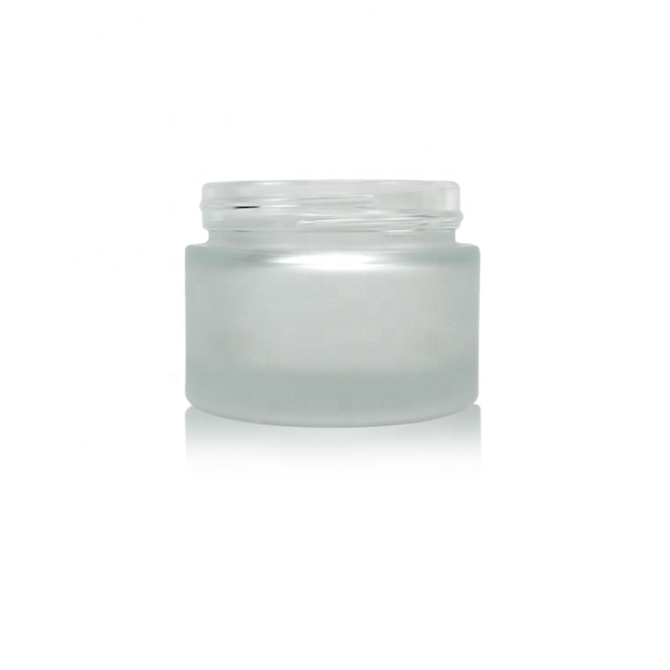 frosted glass cream jar with Bright golden screw cap glass bottles for skin care packaging cosmetics containers and packaging