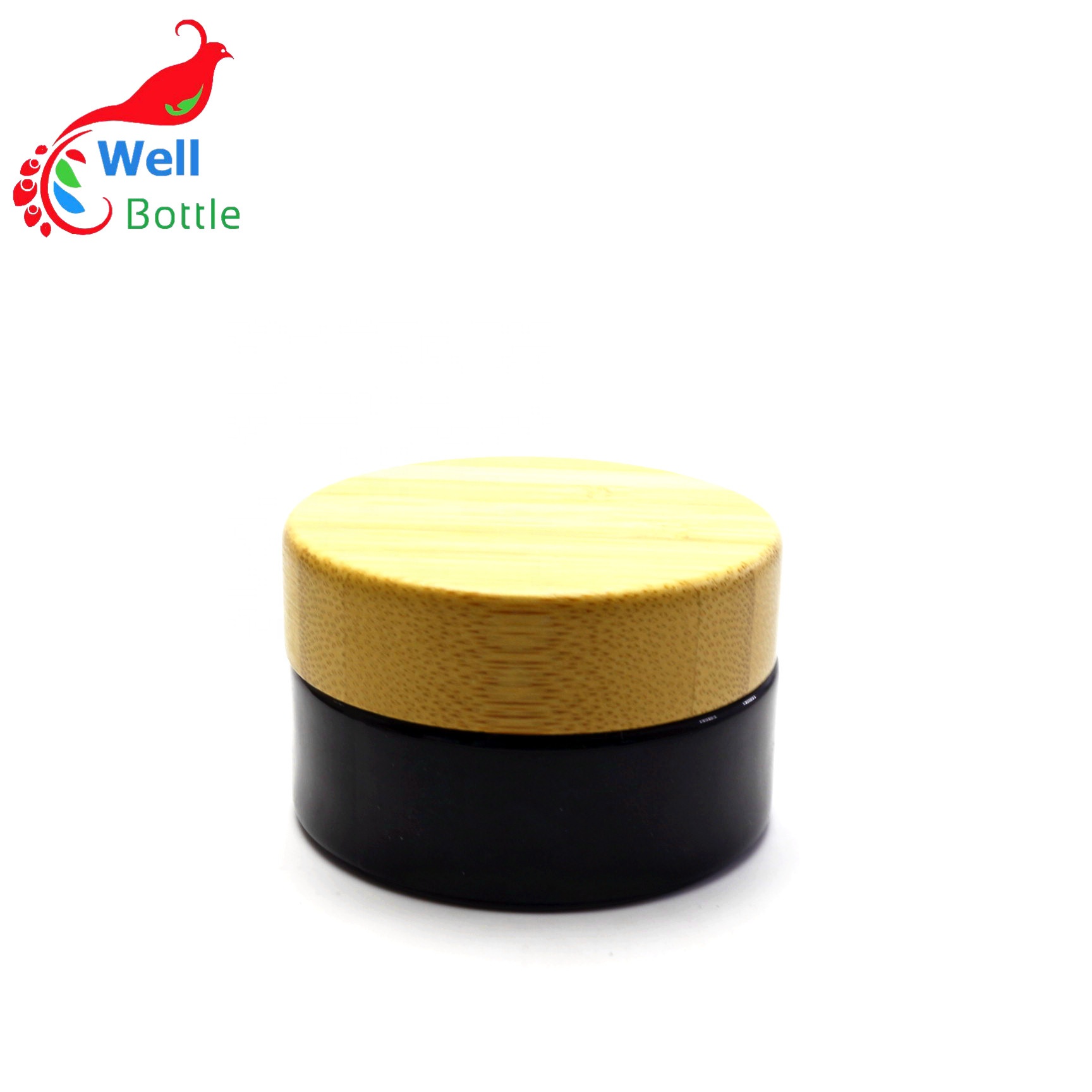 frosted glass cream jars empty cosmetic container with bamboo lid BJ-149R