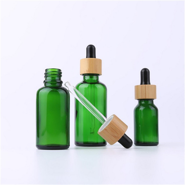 frosted glass dropper bottle essential oil bottle with bamboo cap