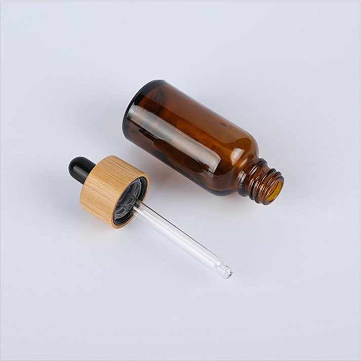 frosted glass dropper bottle essential oil bottle with bamboo cap