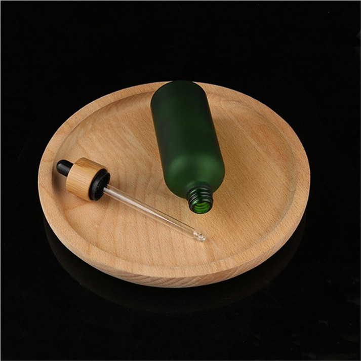 frosted glass dropper bottle essential oil bottle with bamboo cap