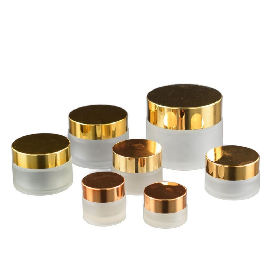 frosted glass jar 5g 10g 20g 30g 50g black aluminum lid empty cosmetic glass jars 20ml 30 ml 50ml face cream empty glass jar