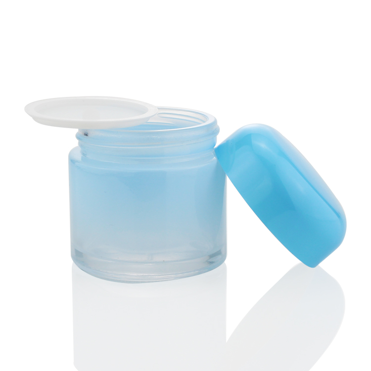 frosted glass jars and lids good jar glass jar for face cream cosmetic package makeup 50g blue color new design skin care cream