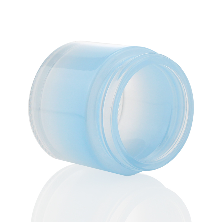 frosted glass jars and lids good jar glass jar for face cream cosmetic package makeup 50g blue color new design skin care cream