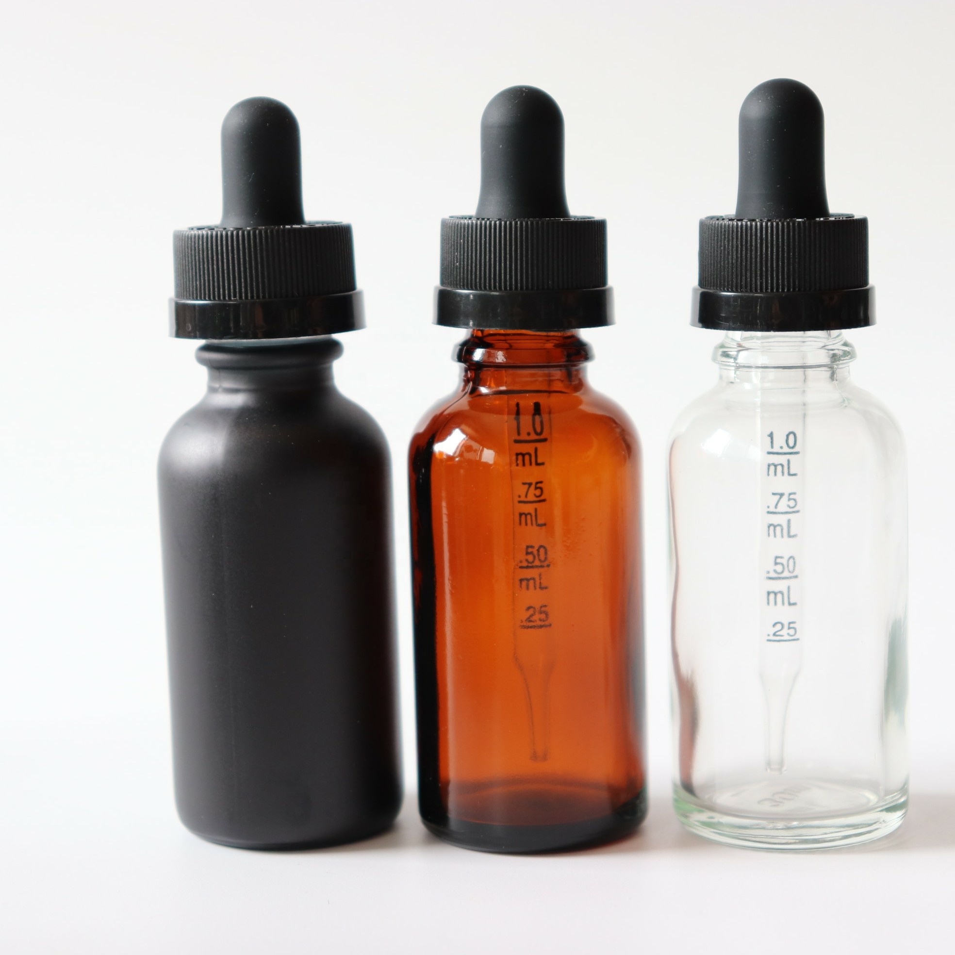 frosted matte black 30ml glass tincture bottle dropper 30 ml with bamboo cap