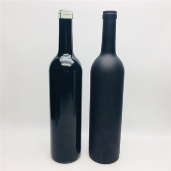 frosted matte black thick bottom liquor wine vodka brandy glass bottle with cork 500ml 750ml
