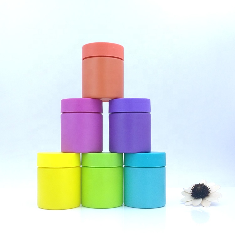 frosted matte colored tobacco container 1oz 2oz 3oz 4oz 5oz 8oz empty glass child proof jar with CR screw lid for herb nut candy