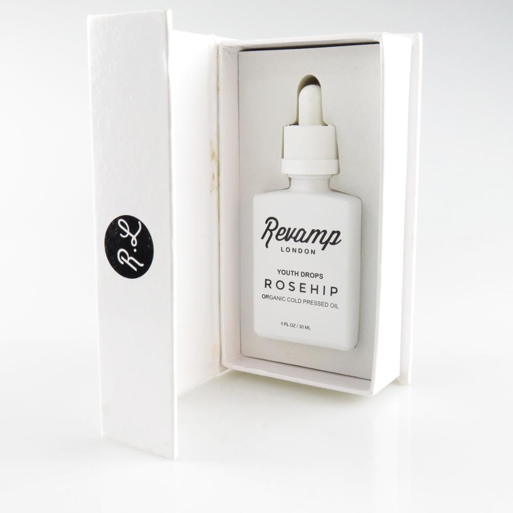 frosted matte glass dropper bottle 30ml black white rectangle eliqiuid beard oil bottle with custom paper packing box