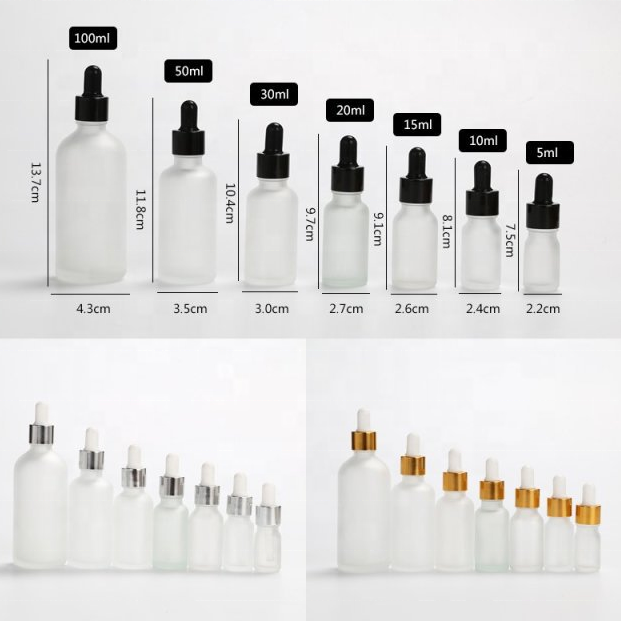frosty empty gold dropper ess oil 5ml 10ml 15ml 20ml 30ml 50ml face eye gel cosmetic lotion glass bottle