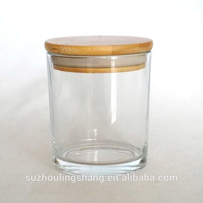fruit candy storage glass jar empty candle jar with bamboo lid