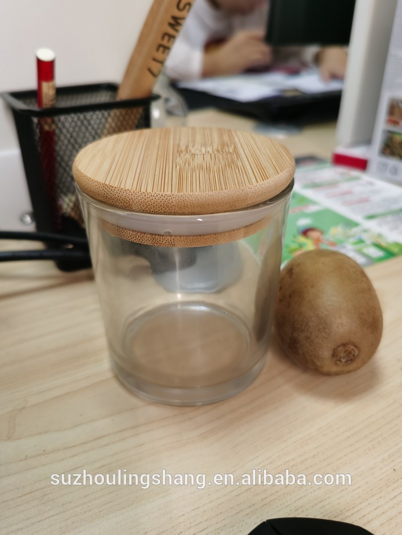 fruit candy storage glass jar empty candle jar with bamboo lid