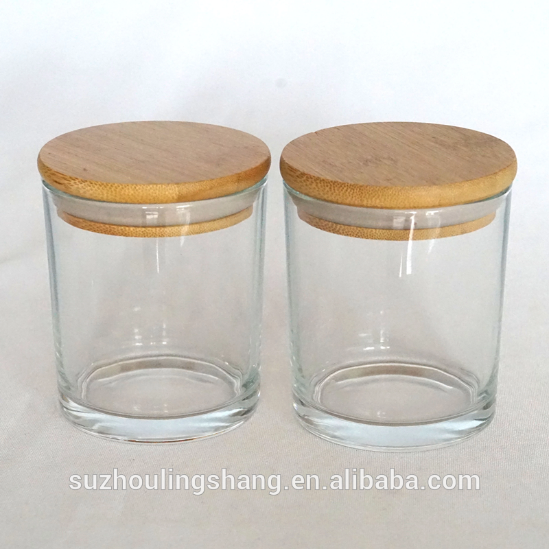 fruit candy storage glass jar empty candle jar with bamboo lid