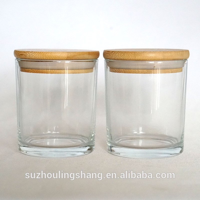 fruit candy storage glass jar empty candle jar with bamboo lid