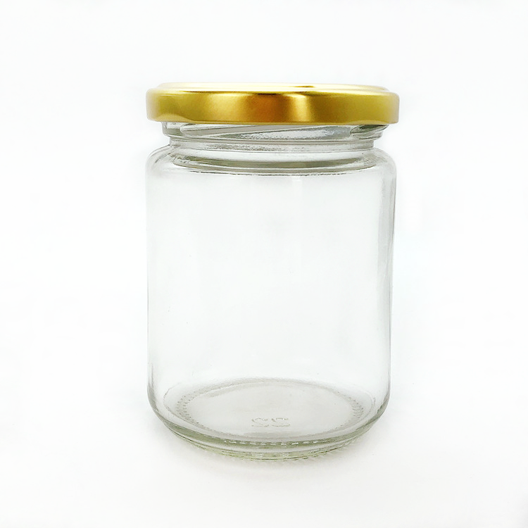 full capacity 8oz 240ml round glass food jar with metal lid