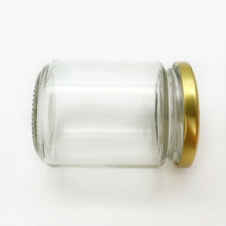 full capacity 8oz 240ml round glass food jar with metal lid