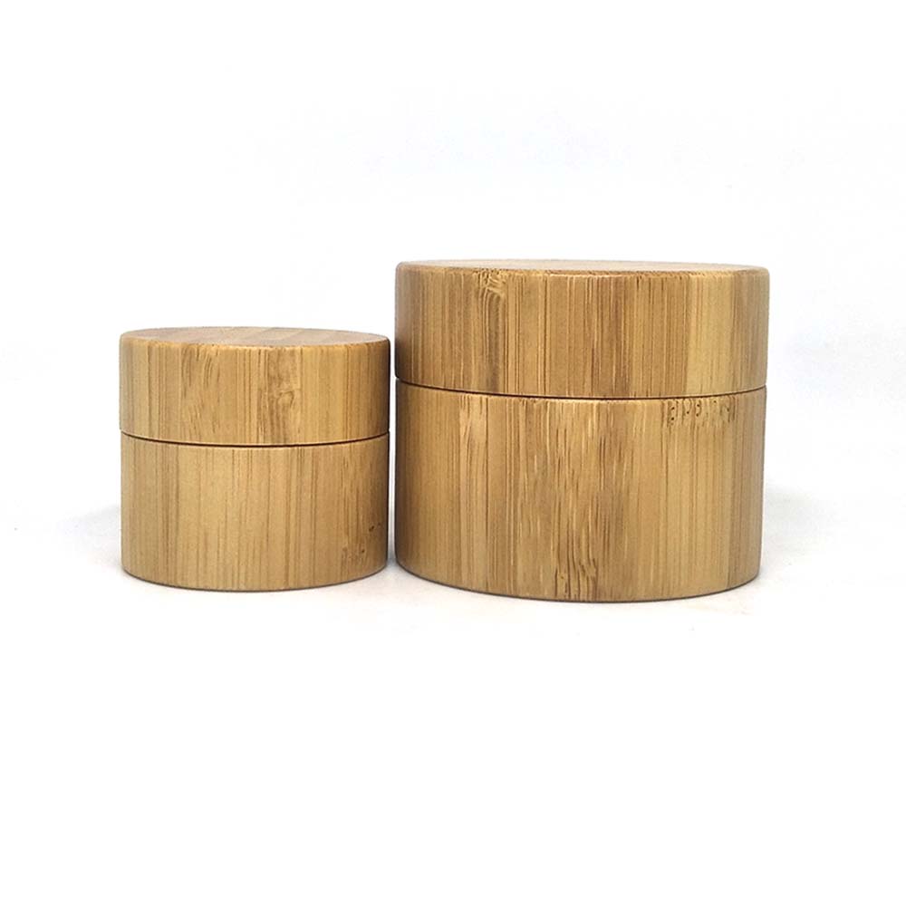 fully bamboo cosmetic Eco-friendly cosmetic packaging glass jar with bamboo lid for body scrub bamboo jar