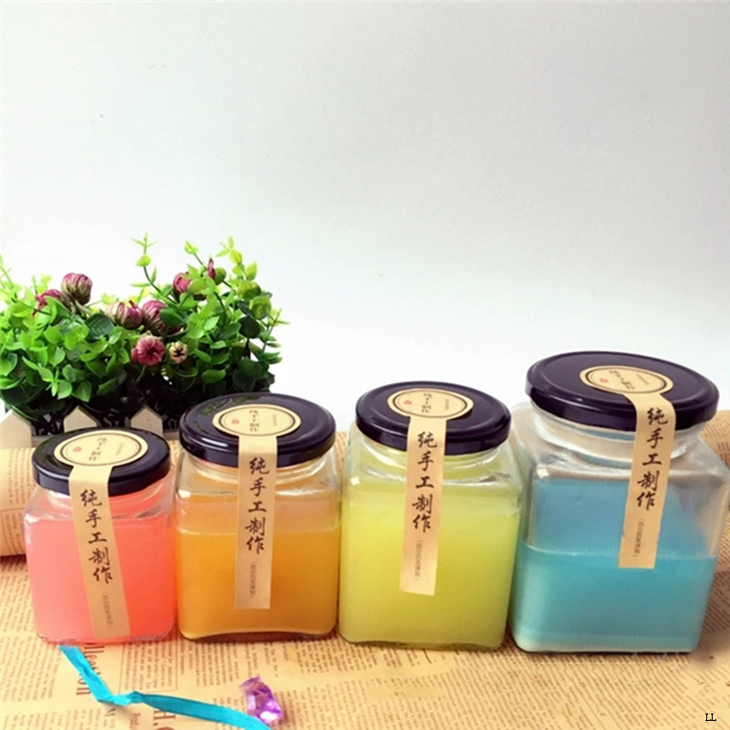 glass 16oz clear honey bottle packaging square storage jam cans