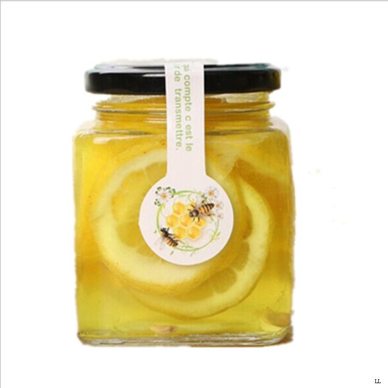 glass 16oz clear honey bottle packaging square storage jam cans