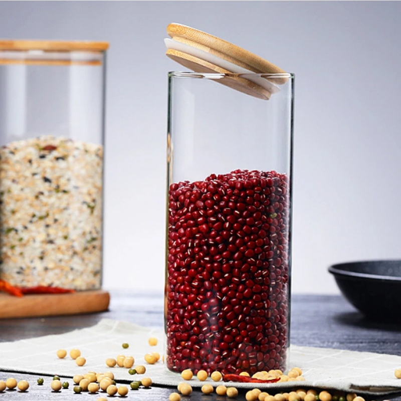 glass airtight storage jars / decorative glass containers with lids / green glass canisters