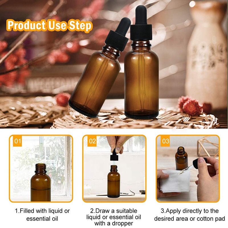 glass amber essential oil 30 ml glass dropper bottle for aroma with tamper proof cap
