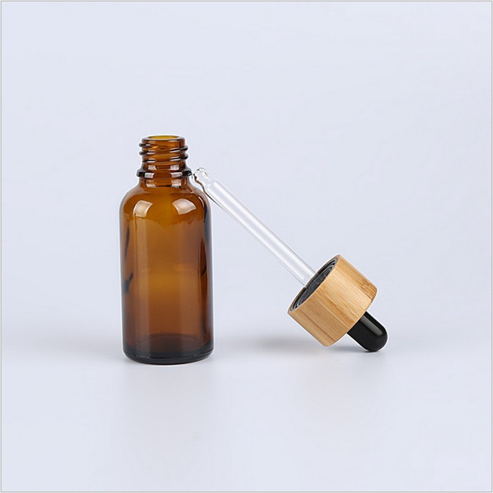 glass bamboo dropper bottle 100ml pipette with bamboo wooden lid