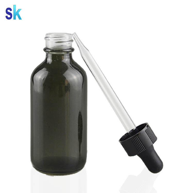 glass black packaging cosmetic dropper bottle 60ml for essential oil eliquid